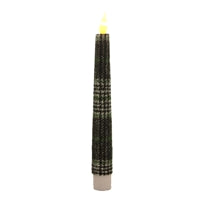 Wing Tai Trading WTT LXS13456T Realistic Flame Green Plaid LED Taper - 7.75
