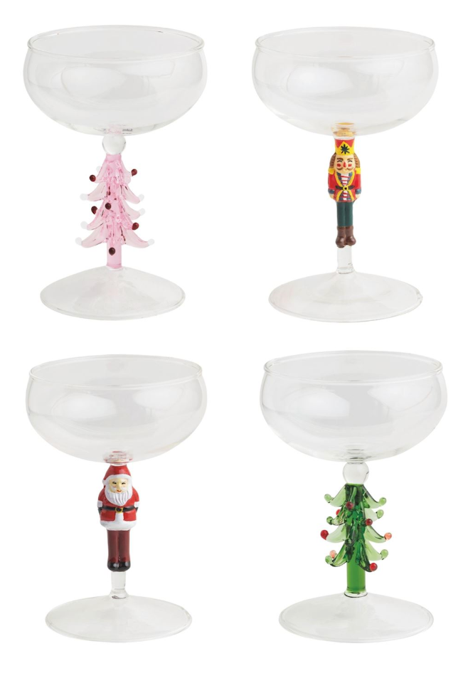 Mud Pie MP 44600129x Christmas Coup Glass - 4 Styles – Piper