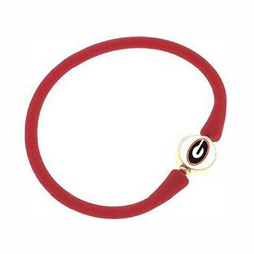 Canvas Jewelry CJ 23131B-GA-RD Georgia Bulldogs Enamel Silicone Bali Bracelet in Red