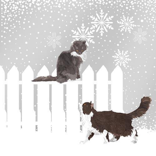 Paperproducts Design PD 3252154 Snowfall Cats Napkins