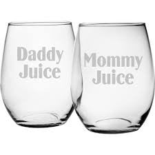 Susquehanna Glass Co SG Mommy/Daddy Juice Stemless Wine Glass