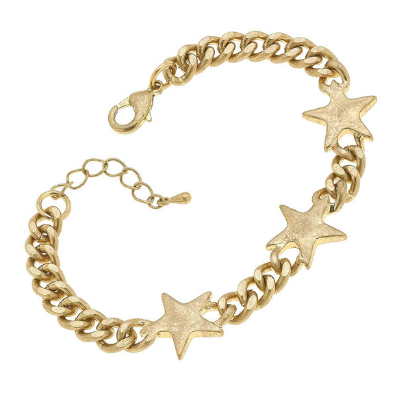 Canvas Jewelry CJ 22184 Serafina Curb Chain Bracelet - Star Worn Gold