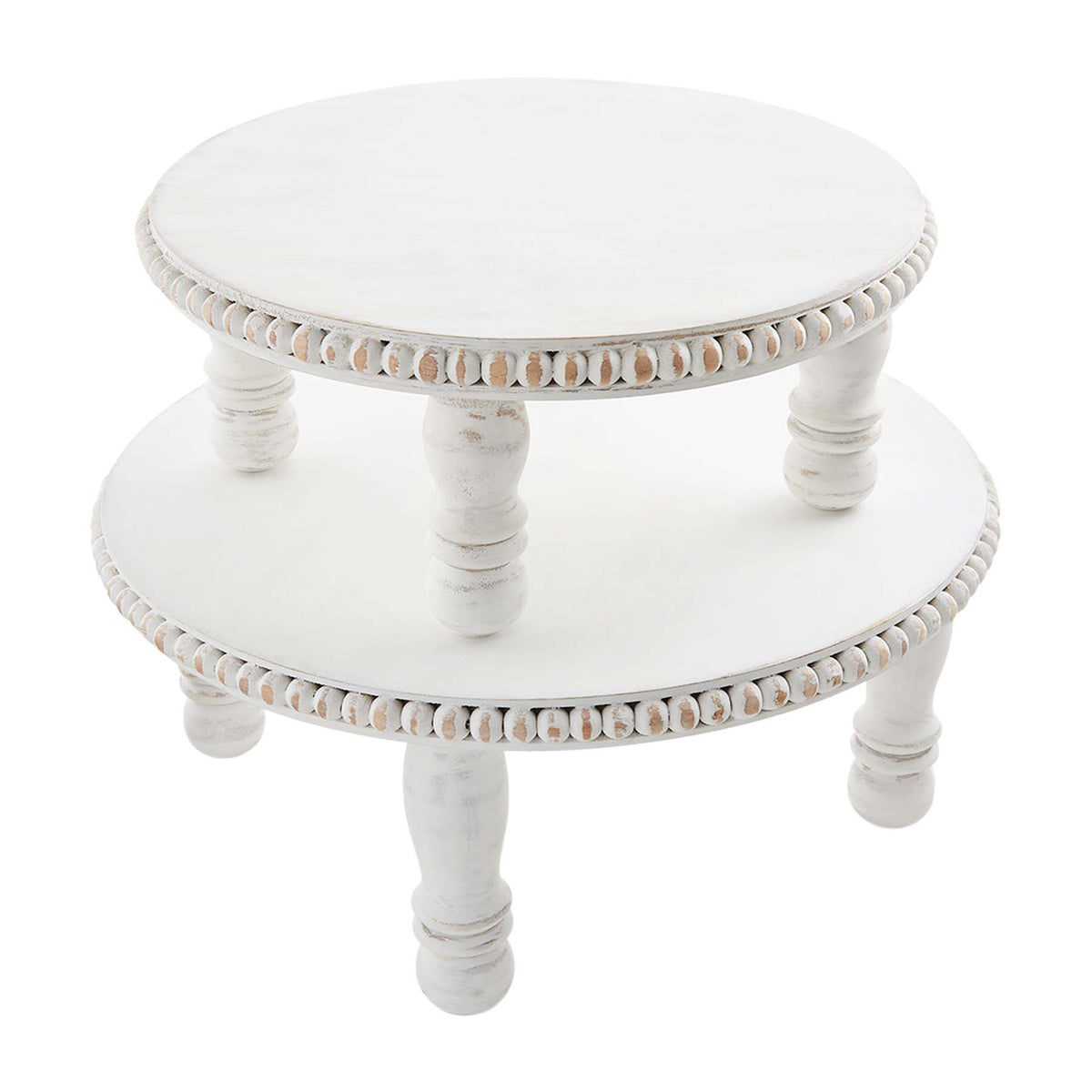 Mud Pie MP 40700355 White Beaded Pedestal Risers Piper Lillies Gift