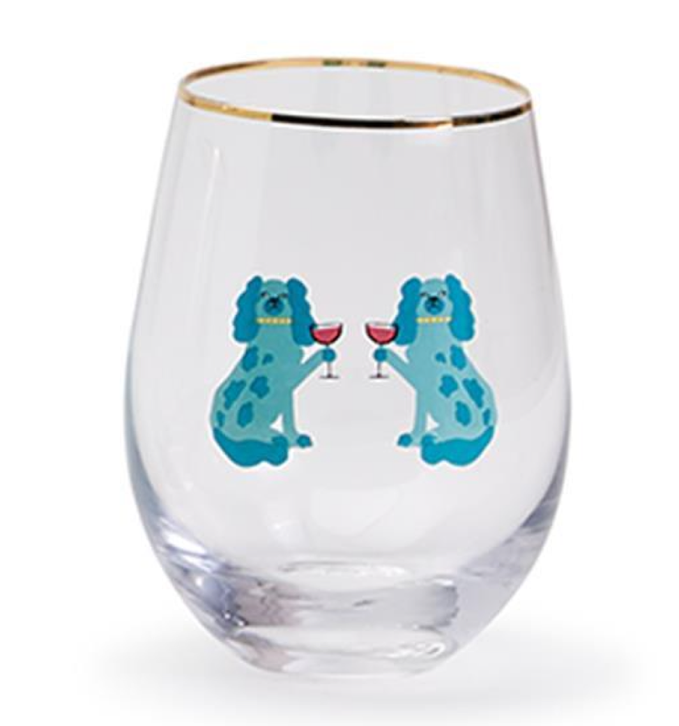 Twos Company Shell We Drink? Set of 2 Stemless Wine Glasses in Gift Box
