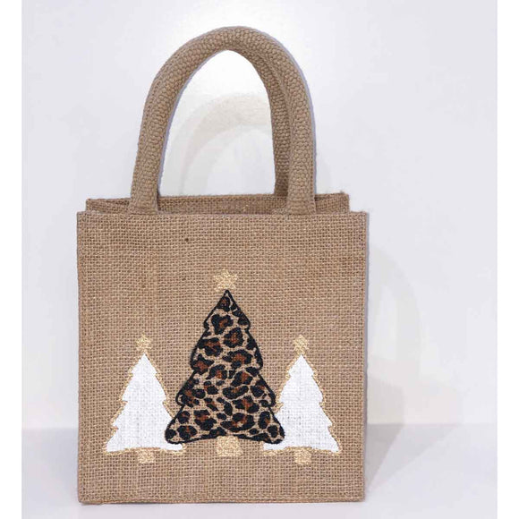 THE ROYAL STANDARD TRS 103721032 LEOPARD CHRISTMAS TREE PETITE GIFT TOTE NATURAL/BLACK/GOLD 7X7X5
