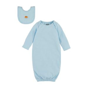 Mud Pie MP 10800102-03 Blue Puppy Gown & Bib 2-Piece Set