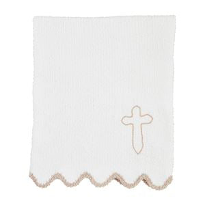 Mud Pie MP 11000267 Cross Scallop Blanket