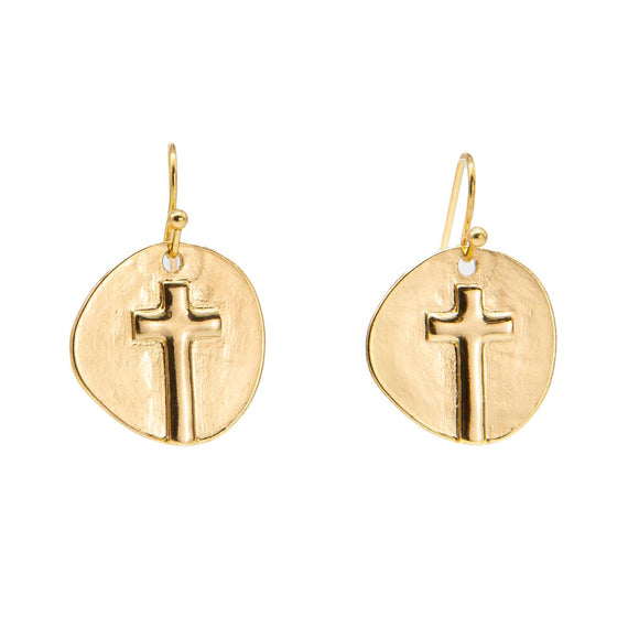 The Royal Standard TRS 112523015 Ascension Cross Earrings Gold .75