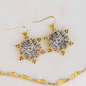 The Royal Standard TRS 112523025 Gilded Snowflake Earrings Gold/Silver 1.25"