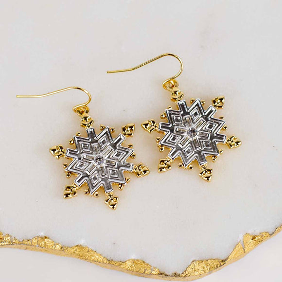 The Royal Standard TRS 112523025 Gilded Snowflake Earrings Gold/Silver 1.25