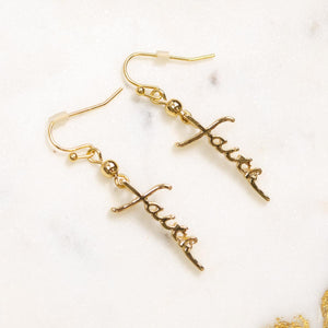 The Royal Standard TRS 112524004 Always Have Faith Earrings Gold 1.5"