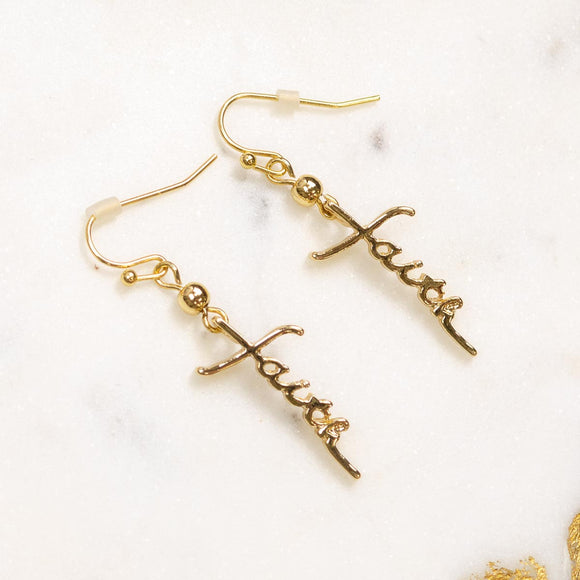The Royal Standard TRS 112524004 Always Have Faith Earrings Gold 1.5