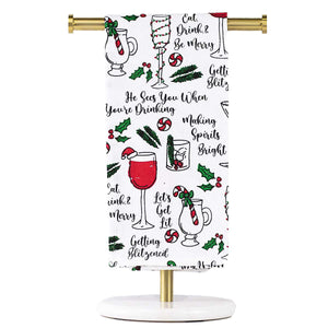 THE ROYAL STANDARD TRS 130524045 BE MERRY COCKTAILS HAND TOWEL WHITE/RED/GREEN  - 20 X 28