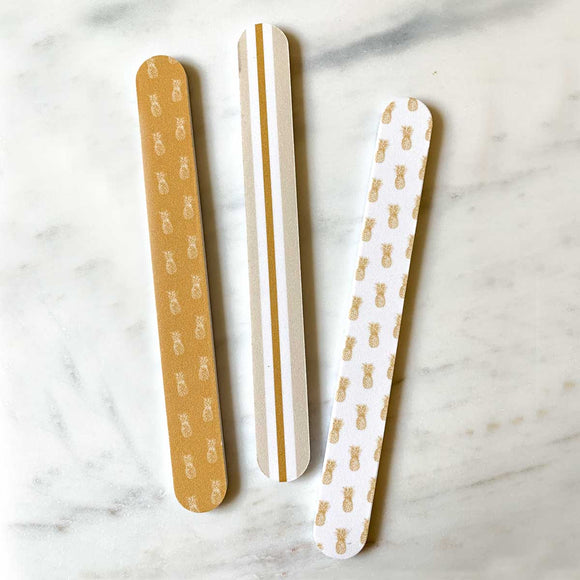 The Royal Standard TRS 131522006 CLASSIC PINEAPPLE NAIL FILES GOLD/WHITEN- SET OF 3