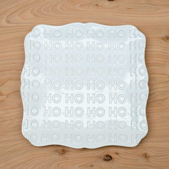 The Royal Standard TRS 136523069 HOHOHO Embossed Square Platter White 11.5x11.5