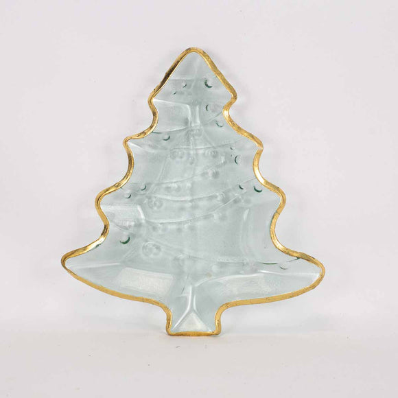 The Royal Standard TRS 137322000 Royal Fir Glass Platter Clear/Gold 8.5x7.75 Small