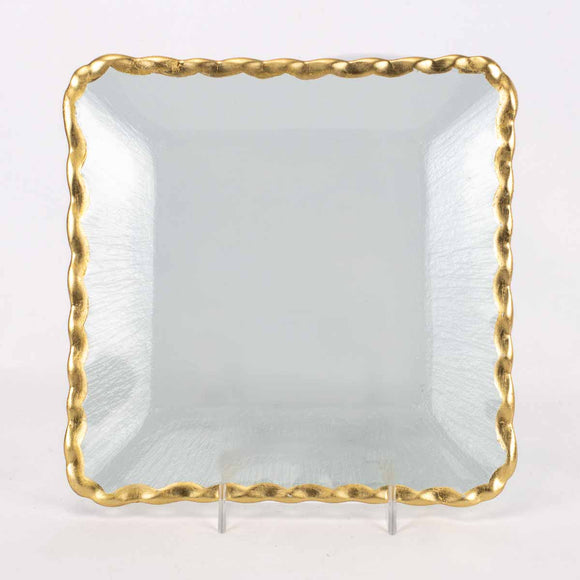 THE ROYAL STANDARD TRS 137322005 LATOUCHE SQUARE SERVING TRAY CLEAR/GOLD 8X8