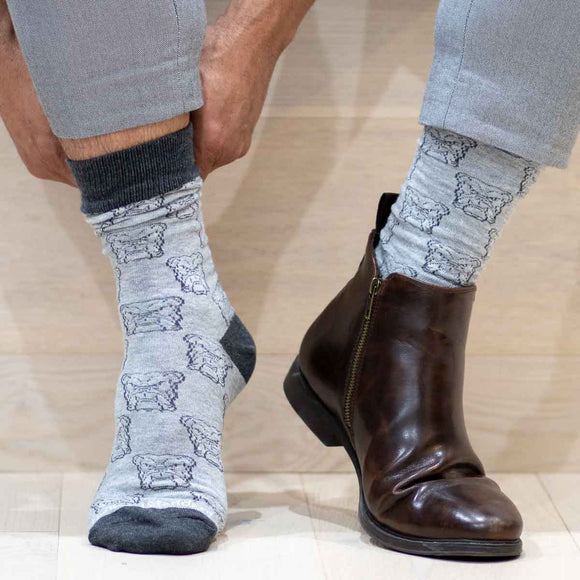 The Royal Standard TRS 137623048 Men's Bulldog Face Socks Gray/Charcoal One Size