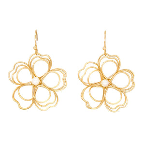 The Royal Standard 139123029 Blossom Wire Earrings Gold/Pearl 1"