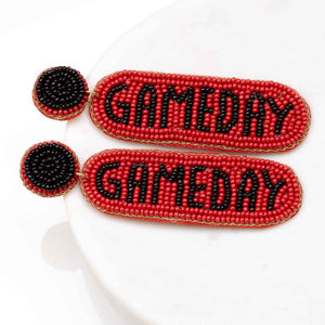The Royal Standard TRS 141123017 Gameday Beaded Earrings Red/Black 3"
