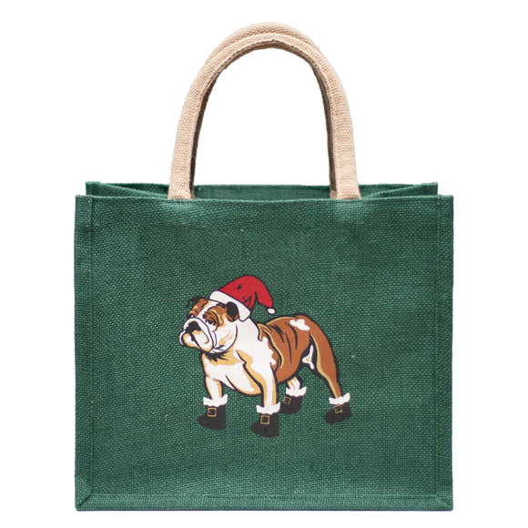 The Royal Standard TRS 141723035 St. Nick Bulldog Gift Tote Green/Brown/Red 12x10x8