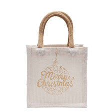 THE ROYAL STANDARD TRS 141723040 MERRY ORNAMENT SCRIP PETITE GIFT TOTE WHITE/GOLD 7X7X5