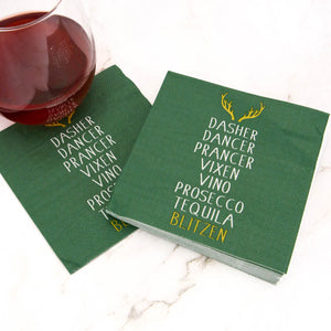 THE ROYAL STANDARD TRS 142122009 BLITZEN COCKTAIL NAPKINS DARK GREEN/WHITE 5"