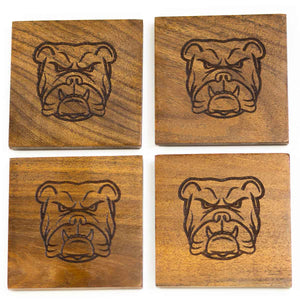 THE ROYAL STANDARD TRS 142623014 BULLDOG ETCHED WOOD COASTERS NATURAL 4X4