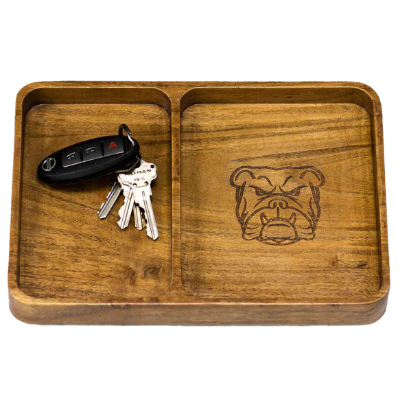 THE  ROYAL STANDARD TRS 142623020 BULLDOG ETCHED WOOD VALET TRAY NATURAL 10X7X1