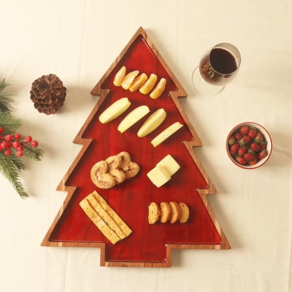 India Handicrafts IH 75453 Red Christmas Tree Server