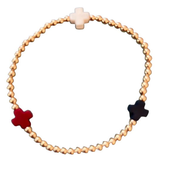 ENEWTON DESIGN ED BSCGP3FIREC SIGNATURE CROSS GOLD PATTERN 3MM BEAD BRACELET - FIRECRACKER