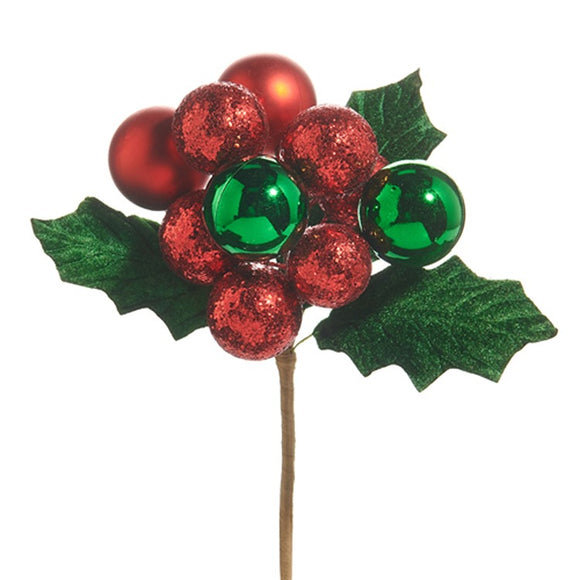 Raz Imports RZ F4506665 Ball Ornament Cluster Holly Pick 10in