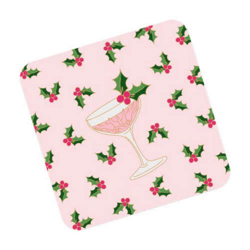 Canvas Jewelry CJ 24718H-CO-PK Holly Jolly Double-Sided Thick Paper Coasters (Set of 8)