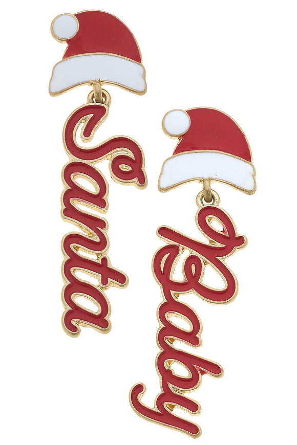 Canvas Jewelry CJ 25448E-RD Santa Baby Enamel Drop Earrings in Red & White