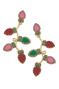 Canvas Jewelry CJ 25456E-MU Festive & Bright Enamel Christmas Lights Earrings in Multi