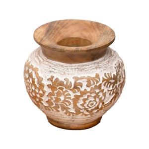 Flower-Engraved Mango Vase, Small