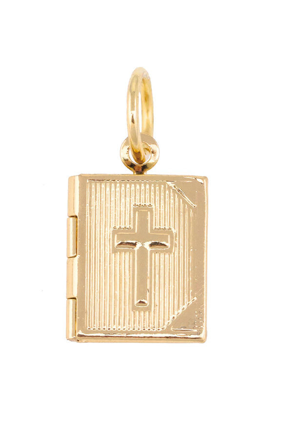 Canvas Jewelry CJ 26423CH-GD Holy Bible Locket Charm in Shiny Gold