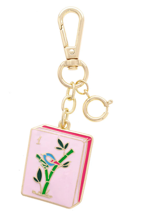 Canvas Jewelry CJ 26618BC-PK Mahjong Tile Enamel Bag Charm in Pink