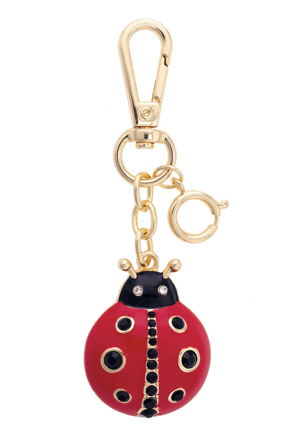 Canvas Jewelry CJ 26631BC-RD Ladybug Enamel Bag Charm in Red & Black