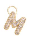 Canvas Jewelry 26 27244CHx Letter Pave Initial Charm in Shiny Gold