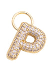 Canvas Jewelry 26 27244CHx Letter Pave Initial Charm in Shiny Gold