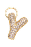 Canvas Jewelry 26 27244CHx Letter Pave Initial Charm in Shiny Gold