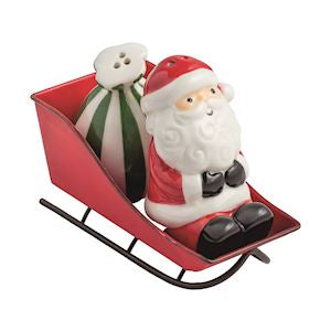 Mud Pie Santa Sleigh Salt & Pepper Set