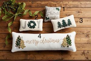 Mud Pie MP 41601033 Velvet Applique Christmas Pillow