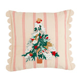 Mud Pie MP 41601044 Striped Embroidery Pillow