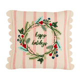 Mud Pie MP 41601044 Striped Embroidery Pillow