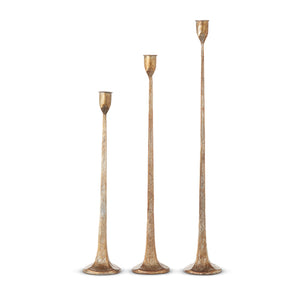 RAZ IMPORTS RZ 4202451 GOLD CANDLE STICKS SOLD AS A SET OF 3