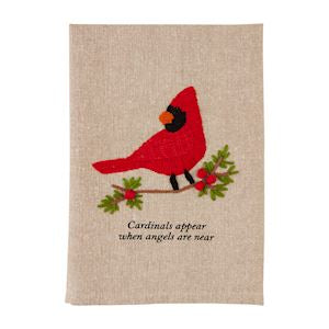 Mud Pie MP 42170148 Cardinal Embroidered Towel