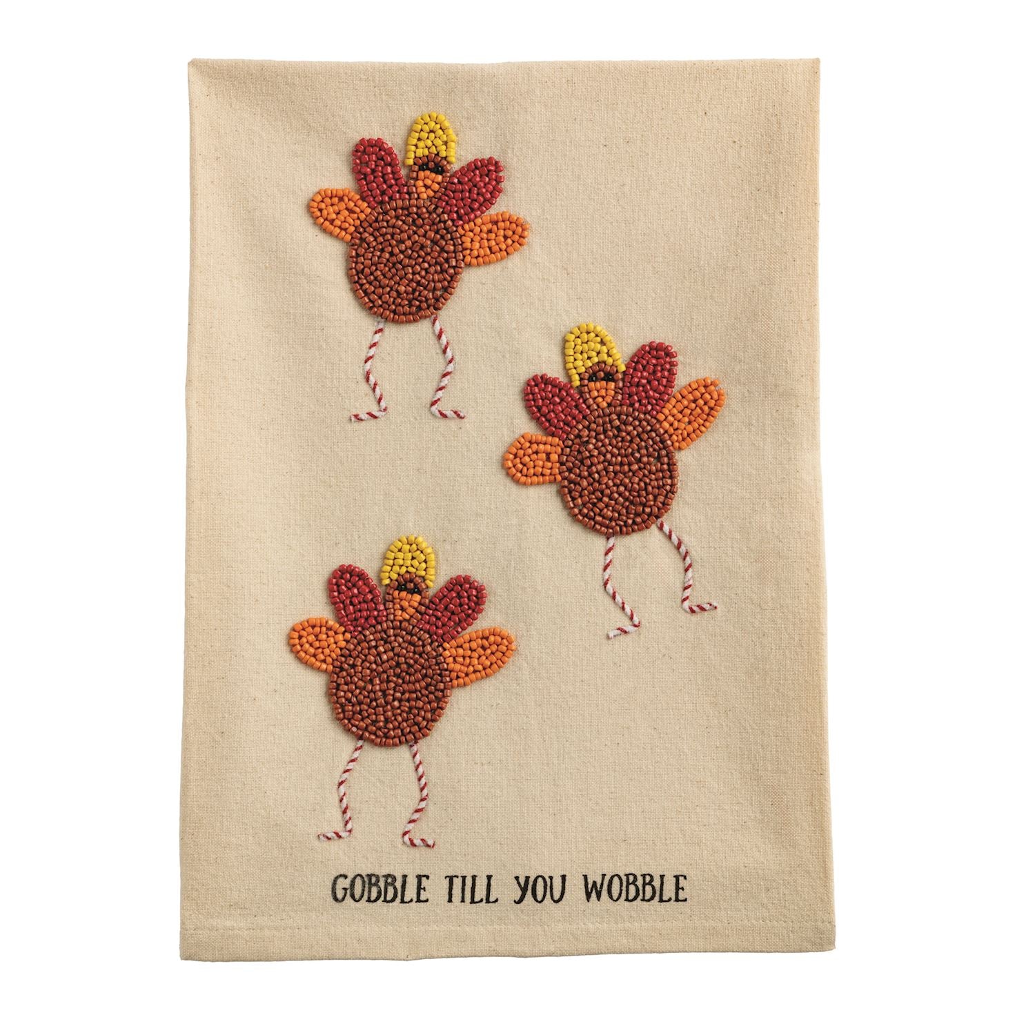 Mud Pie Beaded Thanksgiving Towel