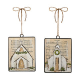 Raz Imports RZ 4421331x Music Sheet Church Rectangle Ornament 6in